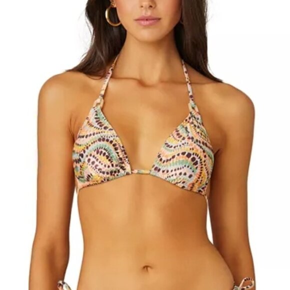Shoshanna Halter Tie Neck Ring Triangle Bikini Top Size XL Multicolor - Picture 3 of 3